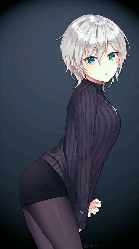 girl white hair Anime